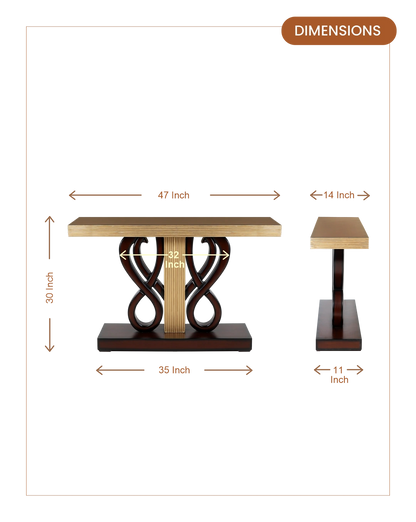 Eleganza Solid Wood Console Table (Brown Gold)