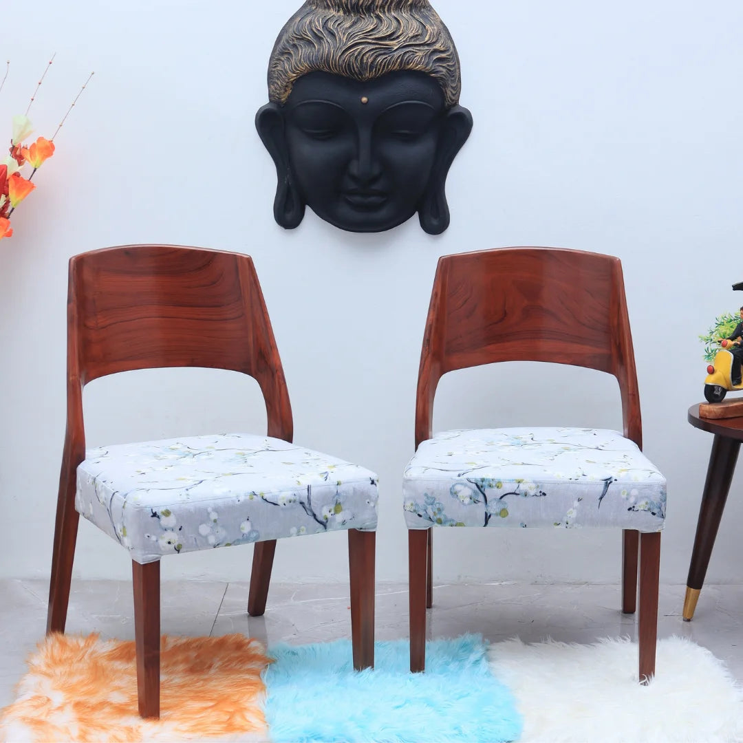 Elevate Teak Wood Dining Chair (Brown Grey) lifestyle view