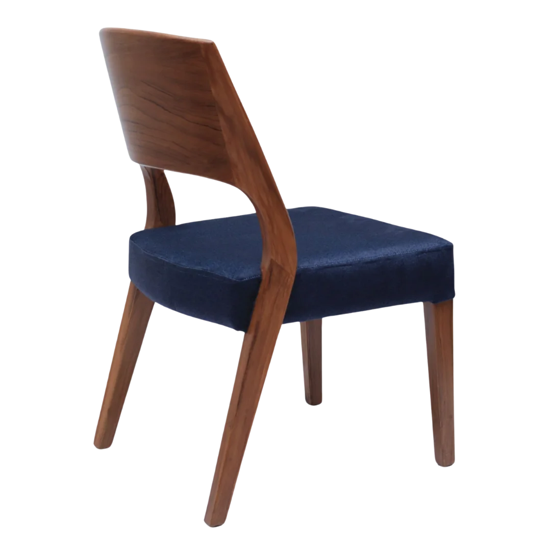 Elevate Teak Wood Dining Chair (Teak Blue) side angle  back angle