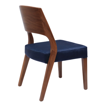Elevate Teak Wood Dining Chair (Teak Blue) side angle  back angle