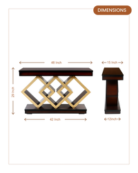 Elite Solid Wood Console Table (Brown Gold) dimensions