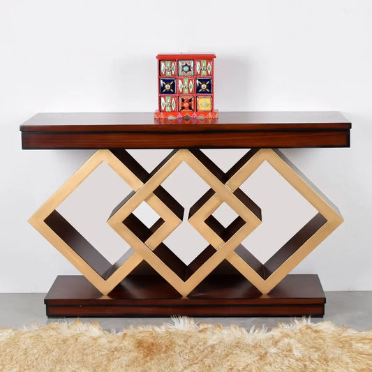 Elite Solid Wood Console Table (Brown Gold)
