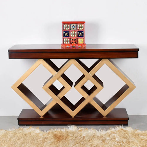 Elite Solid Wood Console Table (Brown Gold)