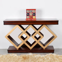 Elite Solid Wood Console Table (Brown Gold)