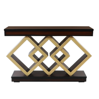 Elite Solid Wood Console Table in Brown Gold color front view