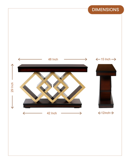 Elite Solid Wood Console Table (Brown Gold)