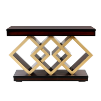 Elite Solid Wood Console Table in Brown Gold color back view