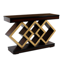 Elite Solid Wood Console Table in Brown Gold color 45° side view