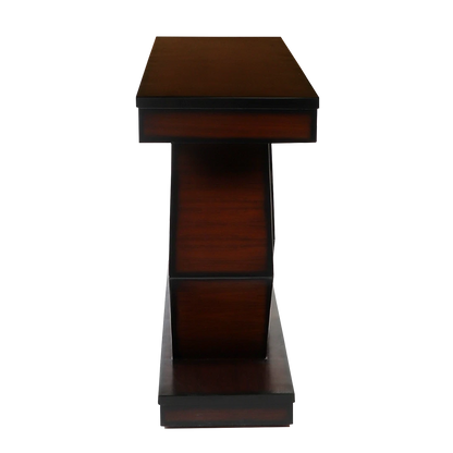Elite Solid Wood Console Table in Brown Gold color side view