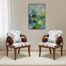Ellipsum Teak Wood Fabric Upholstered Arm Chairs (Teak)