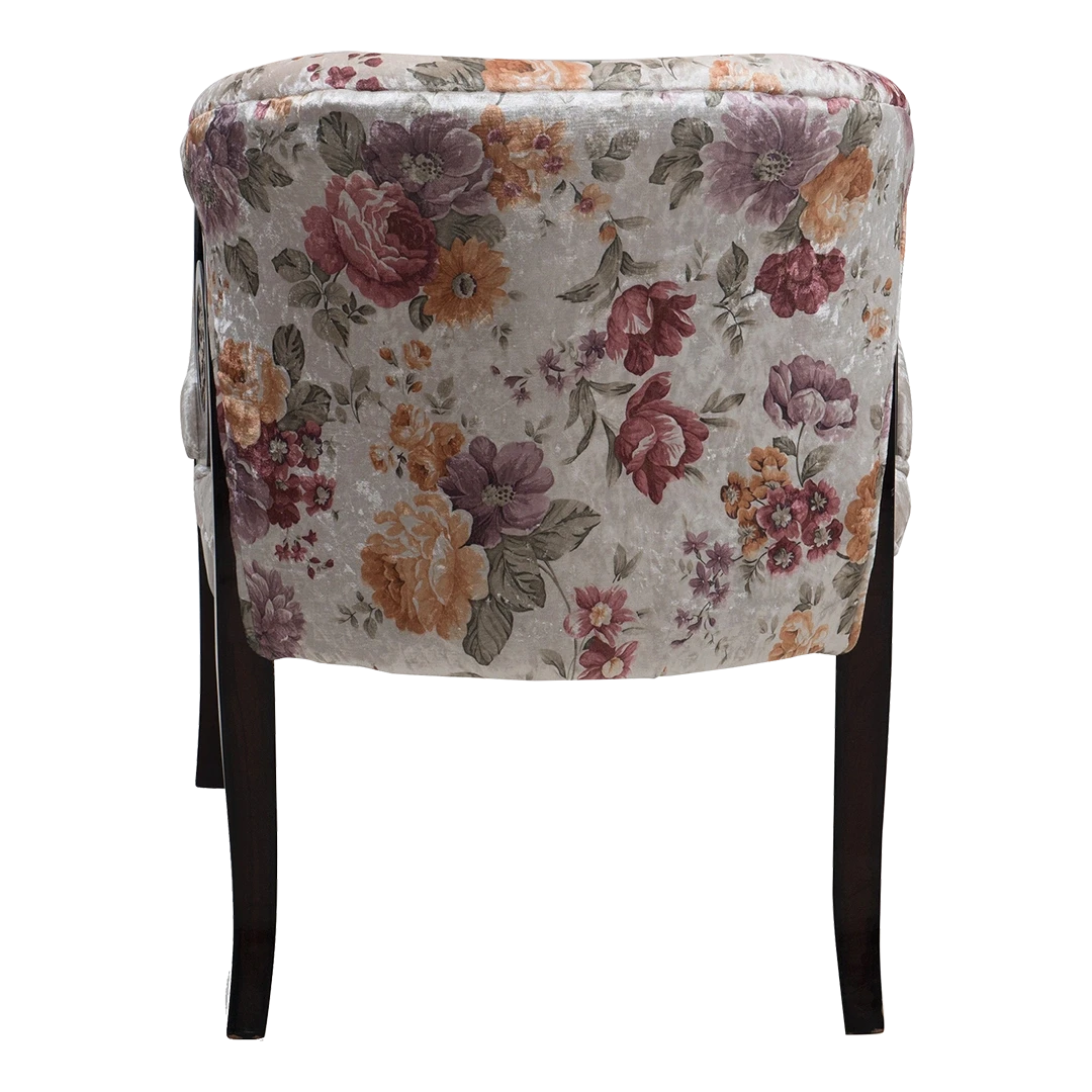 Ellipsum Teak Wood Fabric Upholstered Arm Chair in Brown color back view