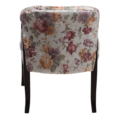 Ellipsum Teak Wood Fabric Upholstered Arm Chair in Brown color back view