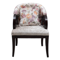 Ellipsum Teak Wood Fabric Upholstered Arm Chair in Brown color front view