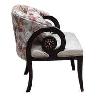 Ellipsum Teak Wood Fabric Upholstered Arm Chair in Brown color side view