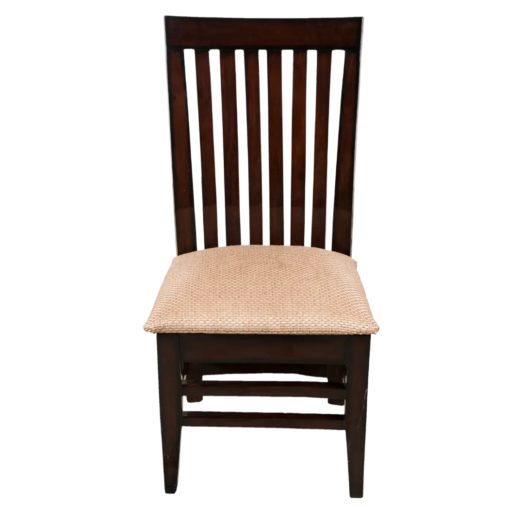 Elstra Teak Wood Dining Chair Front View(Brown Gold)