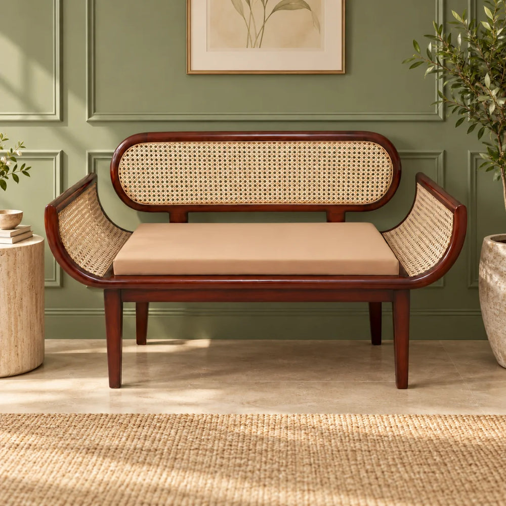 Elvoro Solid Wood Love Sofa (Tan Brige) Front View