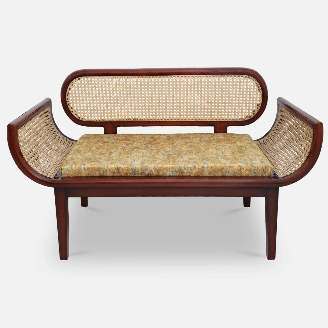 Elvoro Solid Wood Love Sofa - Teak Orange
