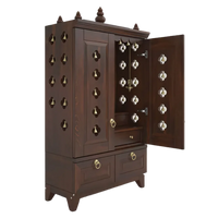 Eshvara Teak Wood Pooja Mandap with Door (Wenge) side angle