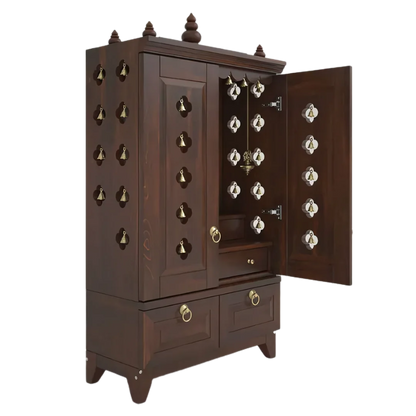 Eshvara Teak Wood Pooja Mandap with Door (Wenge)