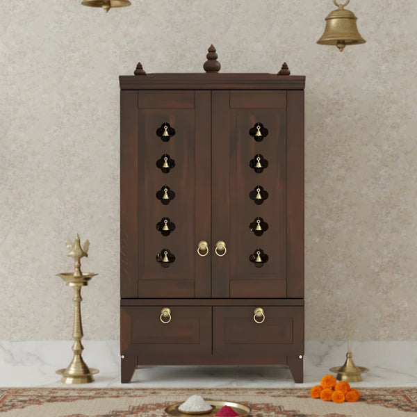 Eshvara Teak Wood Pooja Mandap with Door (Wenge) lifestyle image