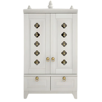 Eshvara Teak Wood Pooja Mandap with Door(White) Front View