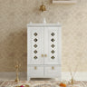 Eshvara Teak Wood Pooja Mandap with Door (White)