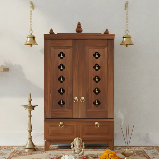 Eshvara Teak Wood Pooja Mandap with Door (Teak) lifestyle image