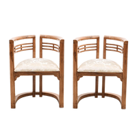 Espino Teak Wood Living Room Chairs in Teak Biege color front view pair