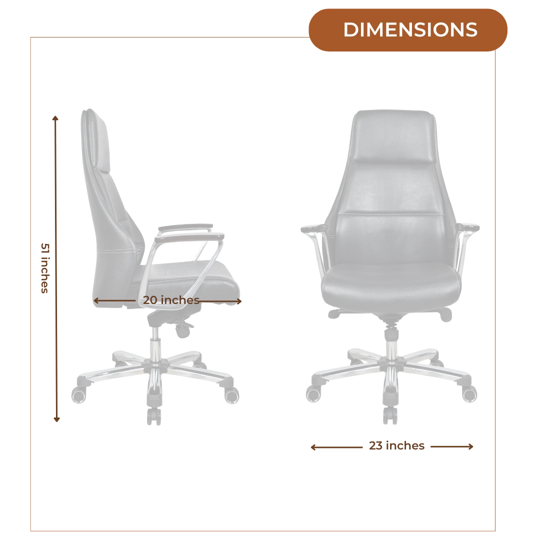 Exotique Recliner Office Executive Chair (Black) Dimensions