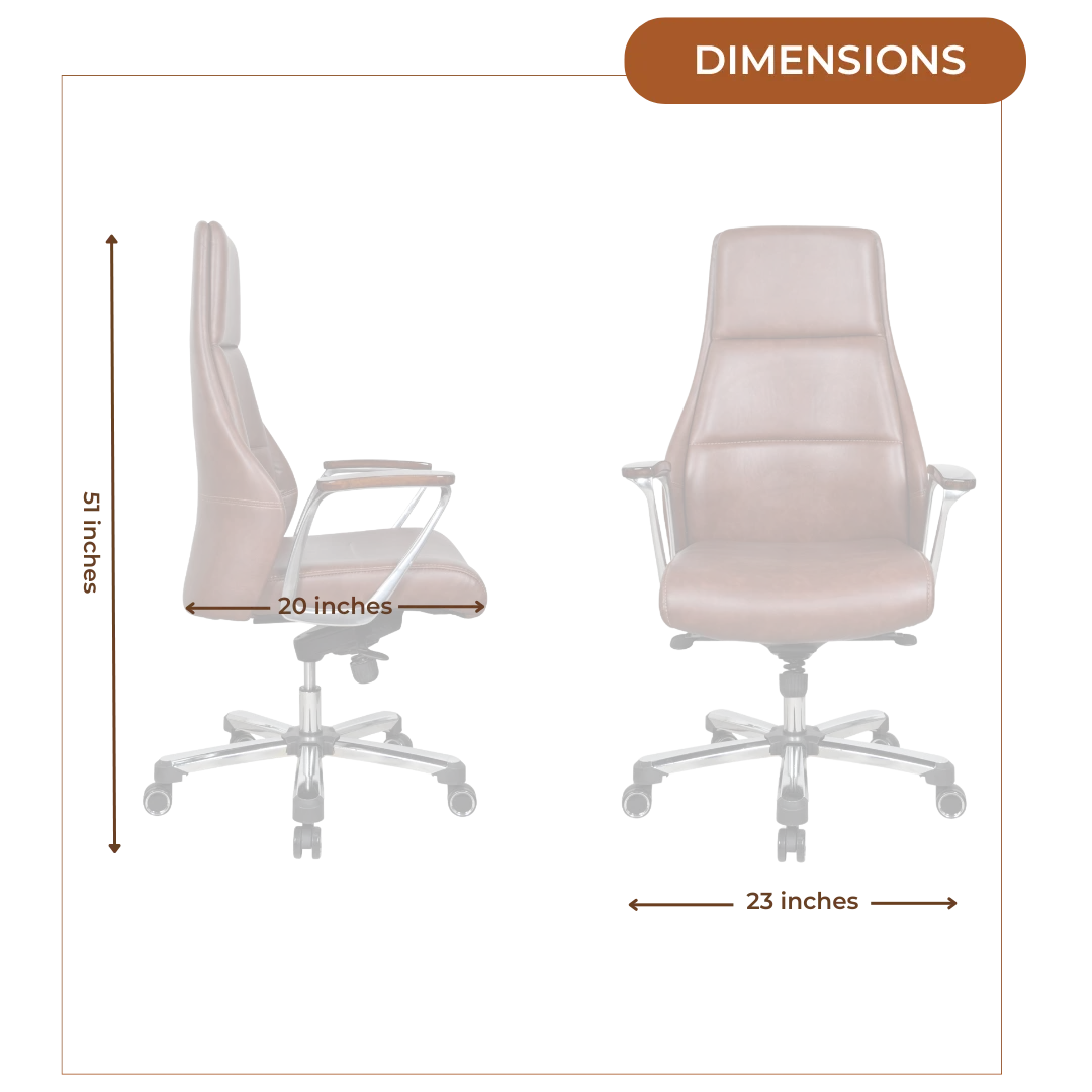 Exotique Recliner Office Executive Chair (Brown) Dimensions