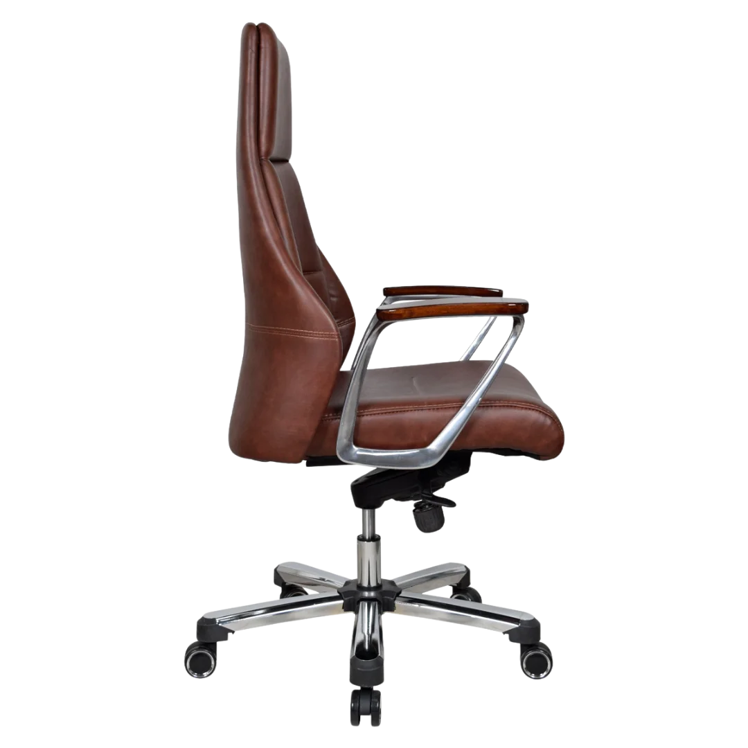 Exotique Recliner Office Executive Chair (Brown) Side Angle