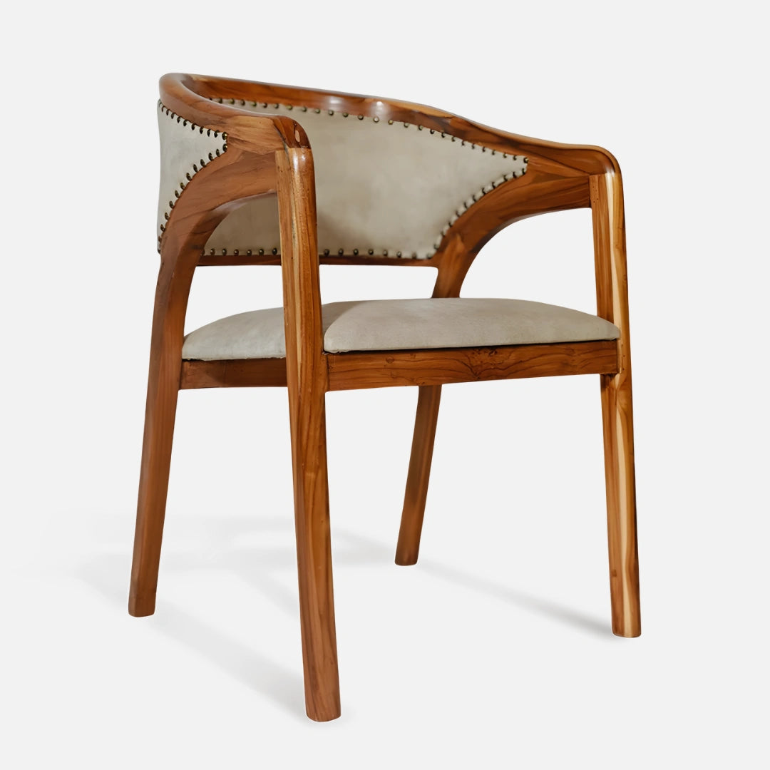 Fezra Teak Wood Arm Chair (Teak) side  angle 