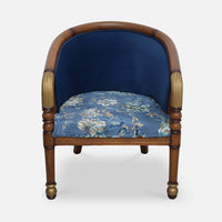 Flint Teak Wood Arm Chair (Brown Blue) Front view 