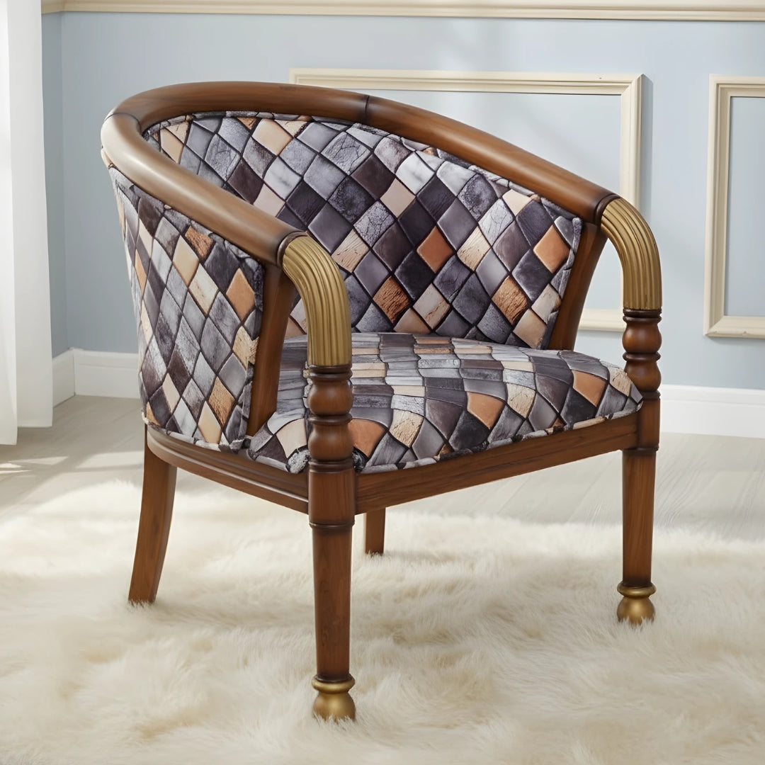 Flint Teak Wood Arm Chair (Teak gold) lifestyle view 