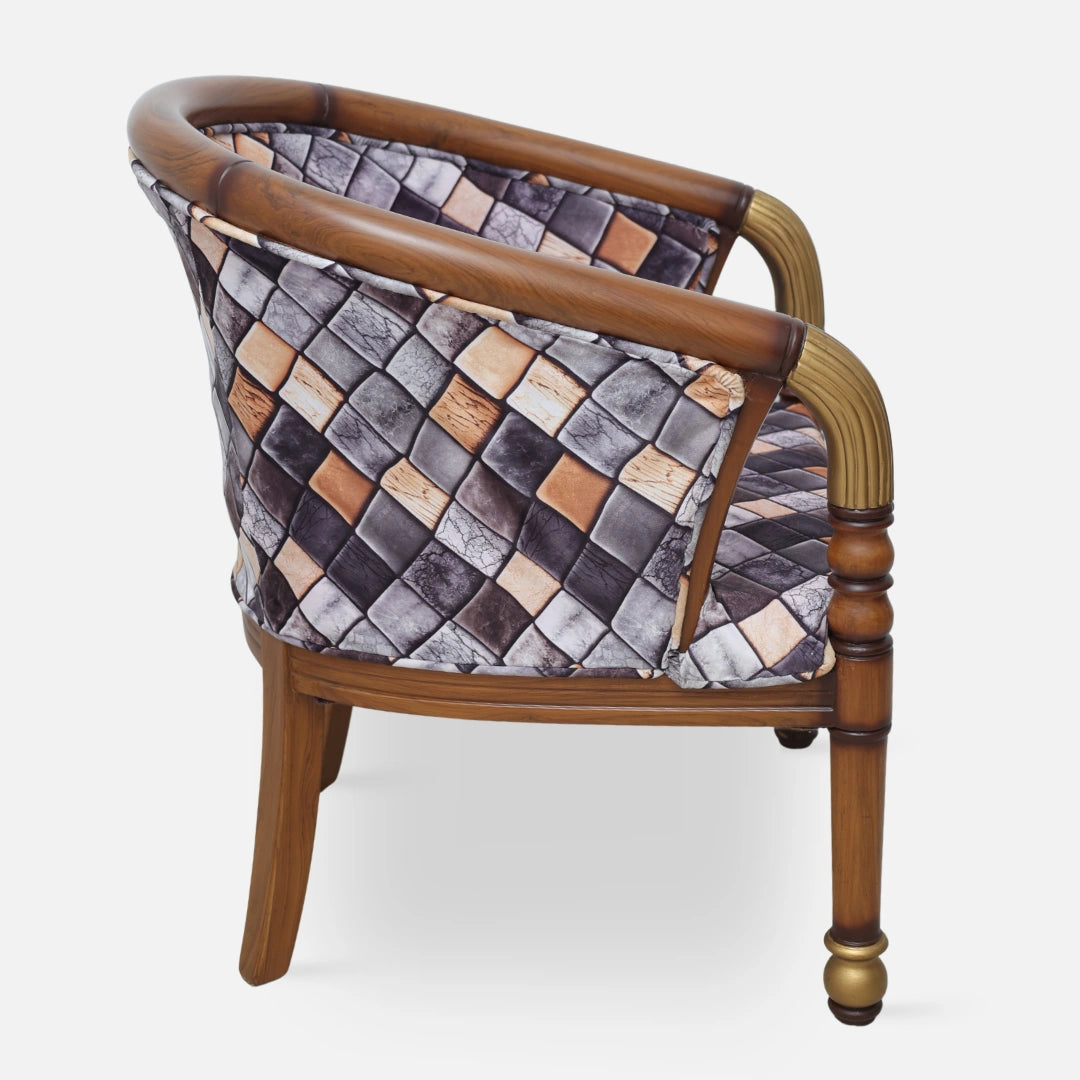 Flint Teak Wood Arm Chair (Teak gold)side angle