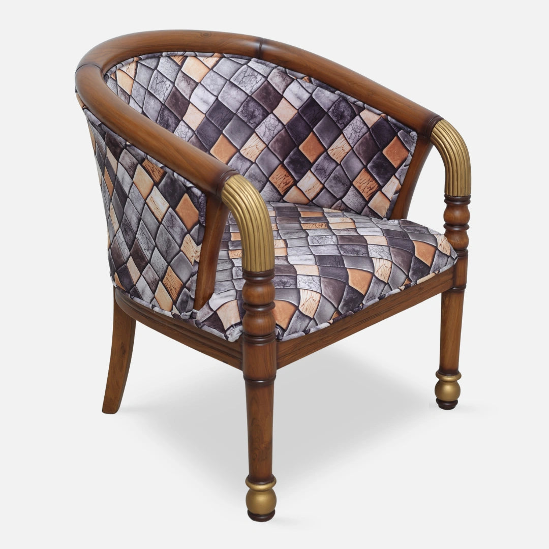 Flint Teak Wood Arm Chair (Teak gold) side view 