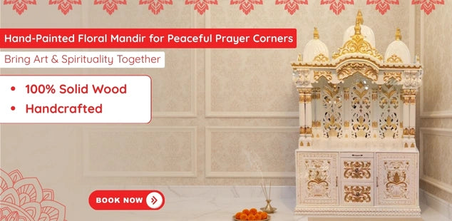 Floral Painted Pooja Mandir banner 