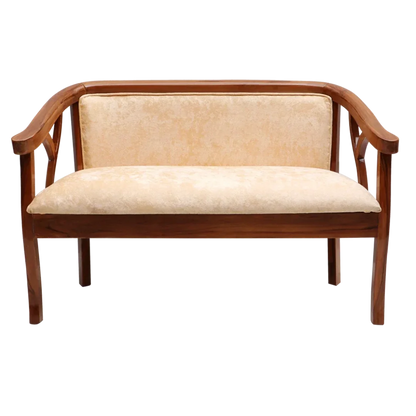 Front Image of Verior Solid Wood Love Sofa (Teak Beige)