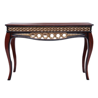 Front View of Vortex Solid Wood Console Table (Brown Gold)
