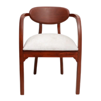 Front View of Abetos Teak Wood Arm Chairs (Brown Silver)