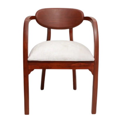 Front View of Abetos Teak Wood Arm Chairs (Brown Silver)