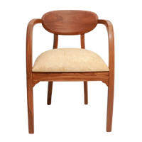 Front View of Abetos Teak Wood Arm Chairs (Teak Beige)
