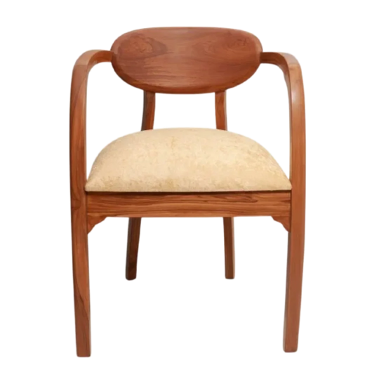 Front View of Abetos Teak Wood Arm Chairs (Teak Beige)