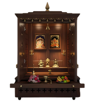 Adhir Teak Wood Pooja Mandap with Opened Door (Wenge)