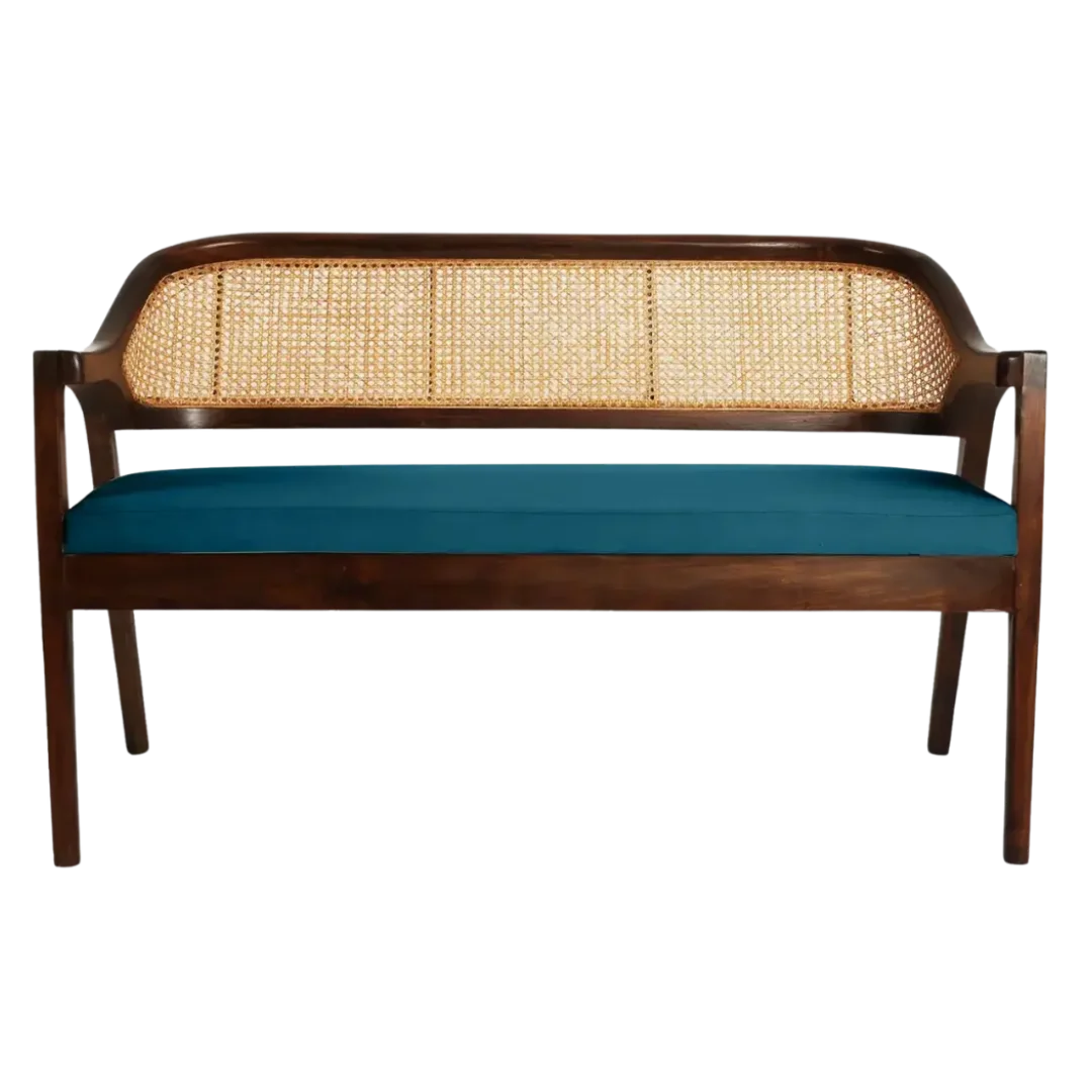 Arbor Solid Wood Love Sofa (Brown Blue)
