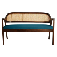 Arbor Solid Wood Love Sofa (Brown Blue)