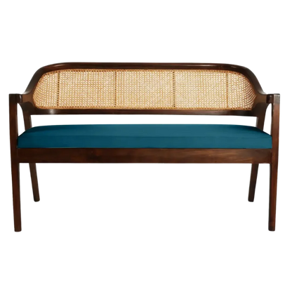 Arbor Solid Wood Love Sofa (Brown Blue)