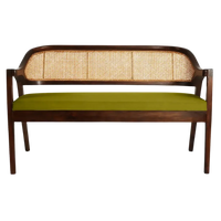 Front View of Arbor Solid Wood Love Sofa (Brown Green)