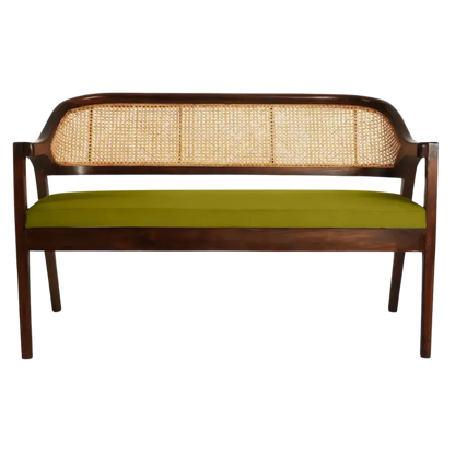 Front View of Arbor Solid Wood Love Sofa (Brown Green)