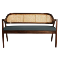 Front View of Arbor Solid Wood Love Sofa (Brown Grey)